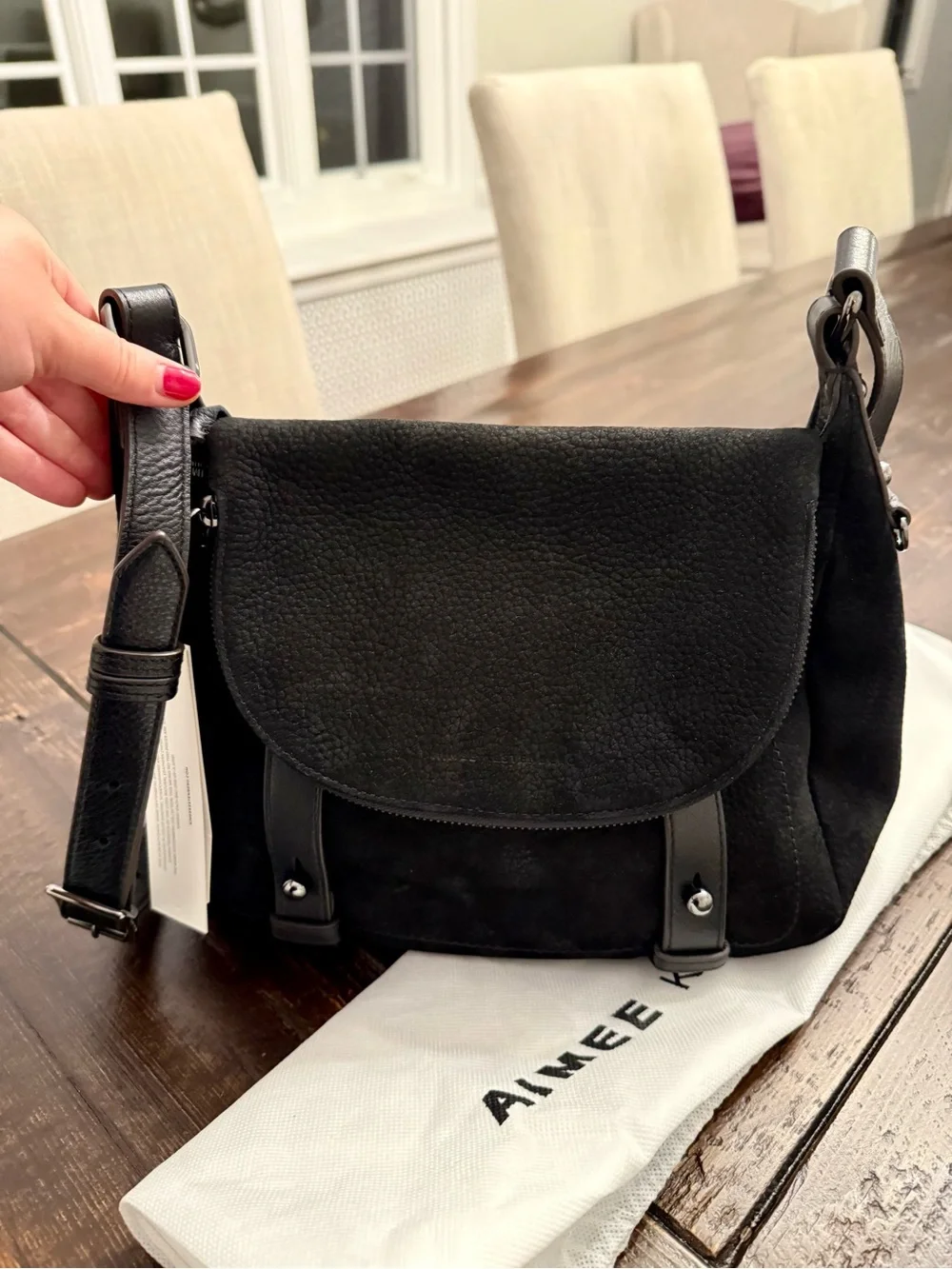 Aimee Kestenberg Side Kick Black Leather Crossbody Bag NWT